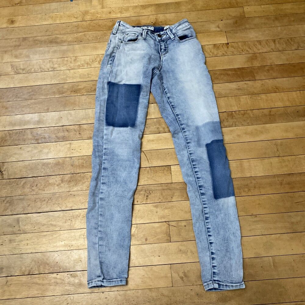 Black Daisy Juniors Size 3/26 Billie Jeggings Acid Wash Patches Stretch